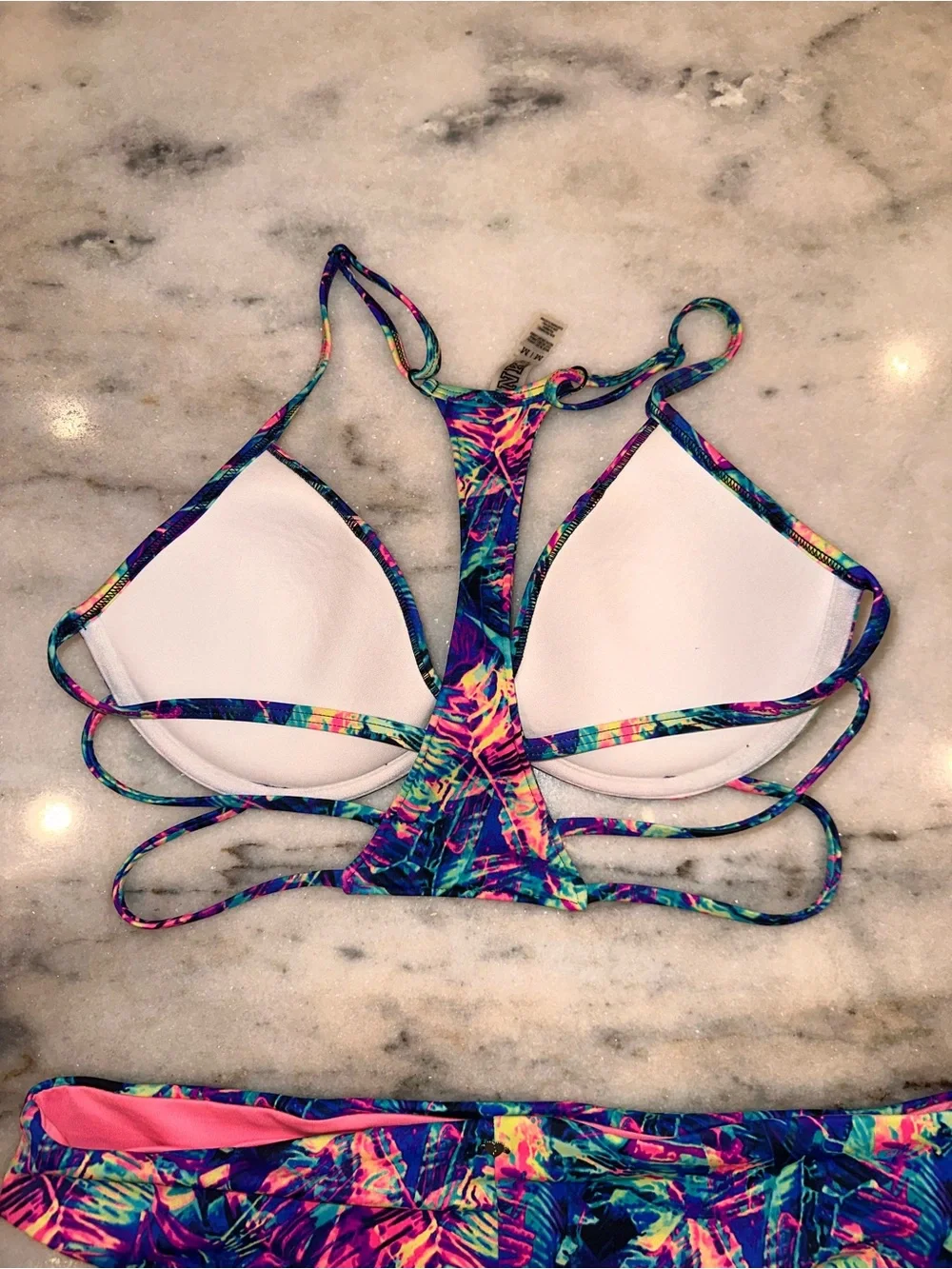 Pink by‎ Victorias Secret Size M/L Women's Multi-Color Strappy Bikini Set
